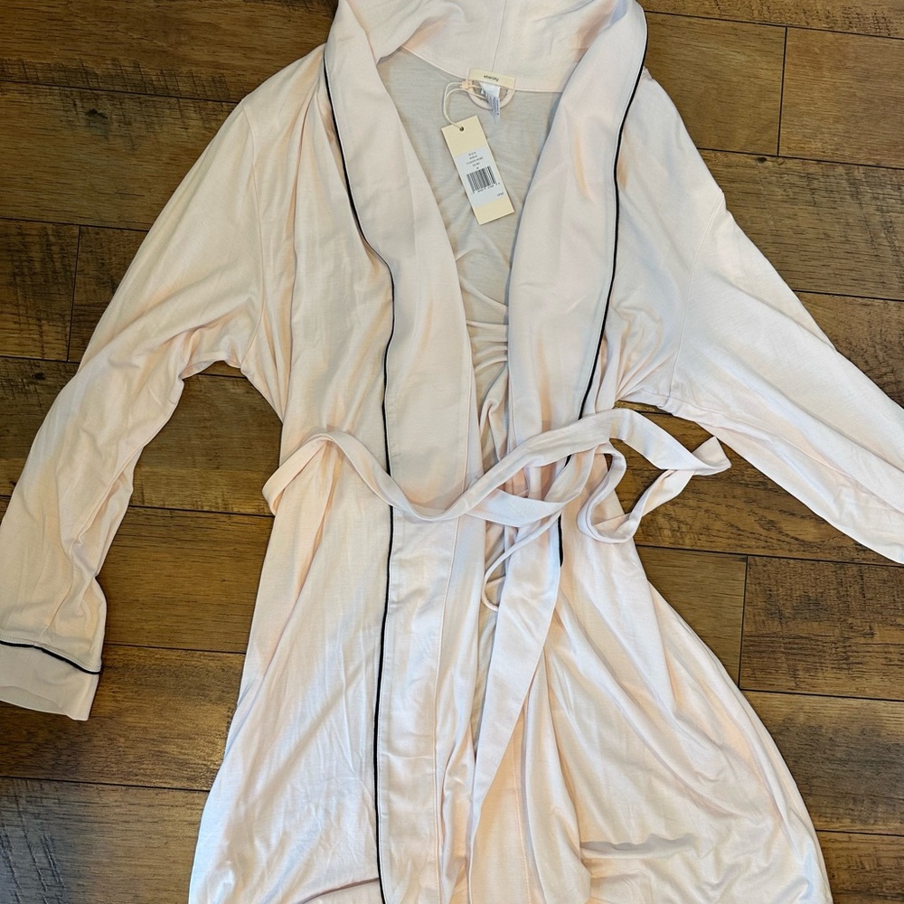 Gisele TENCEL Pink Robe with Black Trim